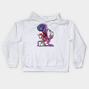 Space Octopus on the Toilet Kids Hoodie